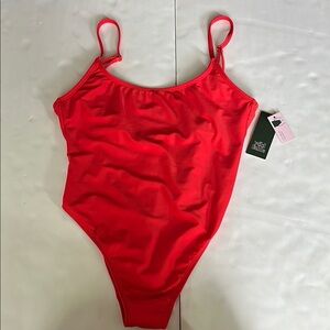 Wild Fable Red Bodysuit Swimwear with Scoop Neckline